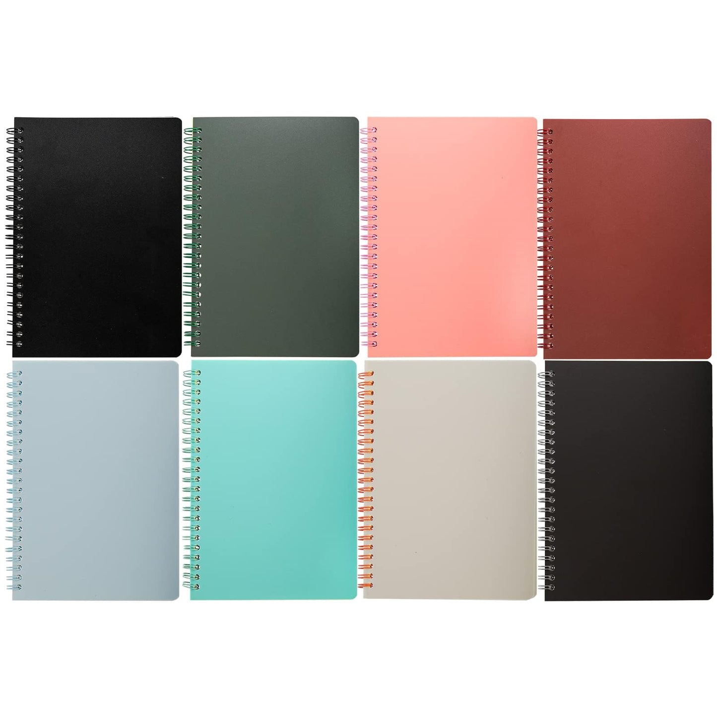 Dicunoy 8 Pack Spiral Notebooks, A5 Ruled Journals Notebooks 80 Sheets with Thick Plastic Hardcover, Cute Thick Notepads for Work, Teacher, Students, School, Women,7 Colors, 8.3" x 5.7"