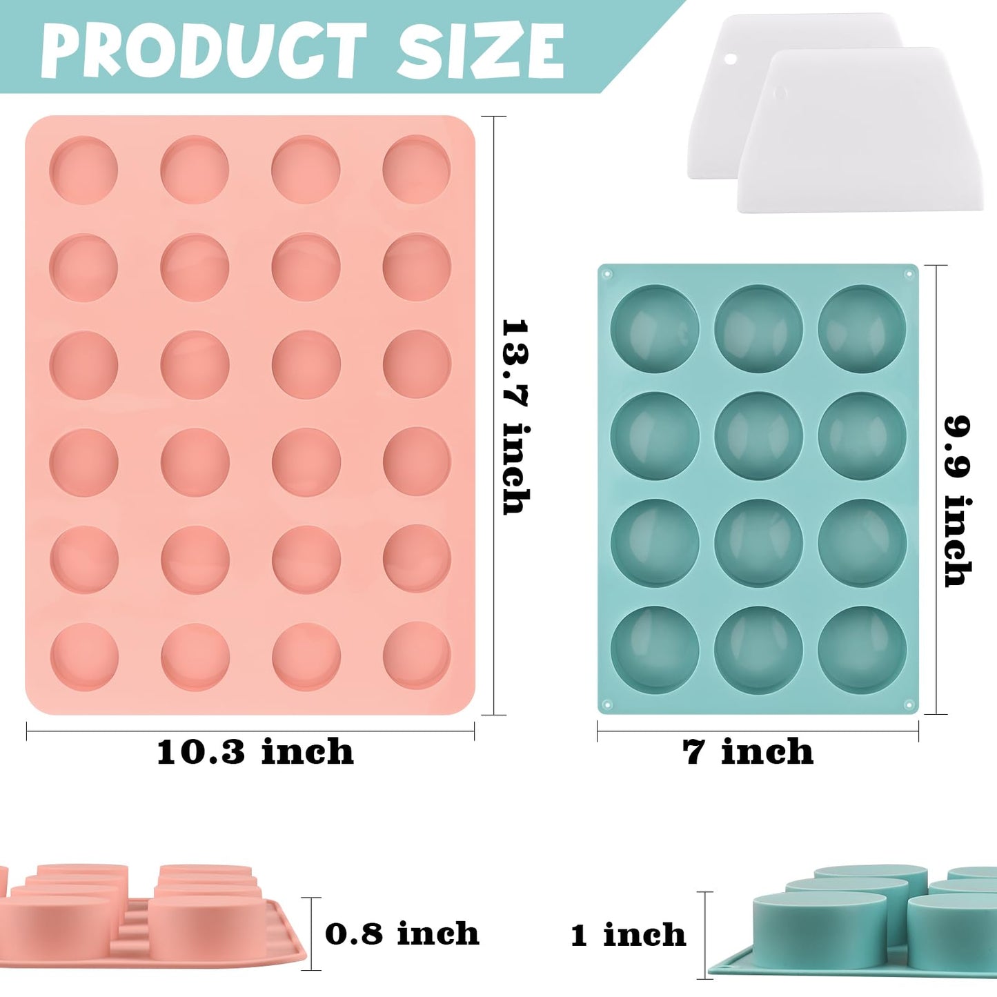 Actvty Cake Puck Mold Set, Chocolate Covered Cake Silicone Molds, 24-Cavity Round Cake Pop Molds with 2 Spatulas for DIY Cake Cores, Cakepucks, Chocolate Desserts
