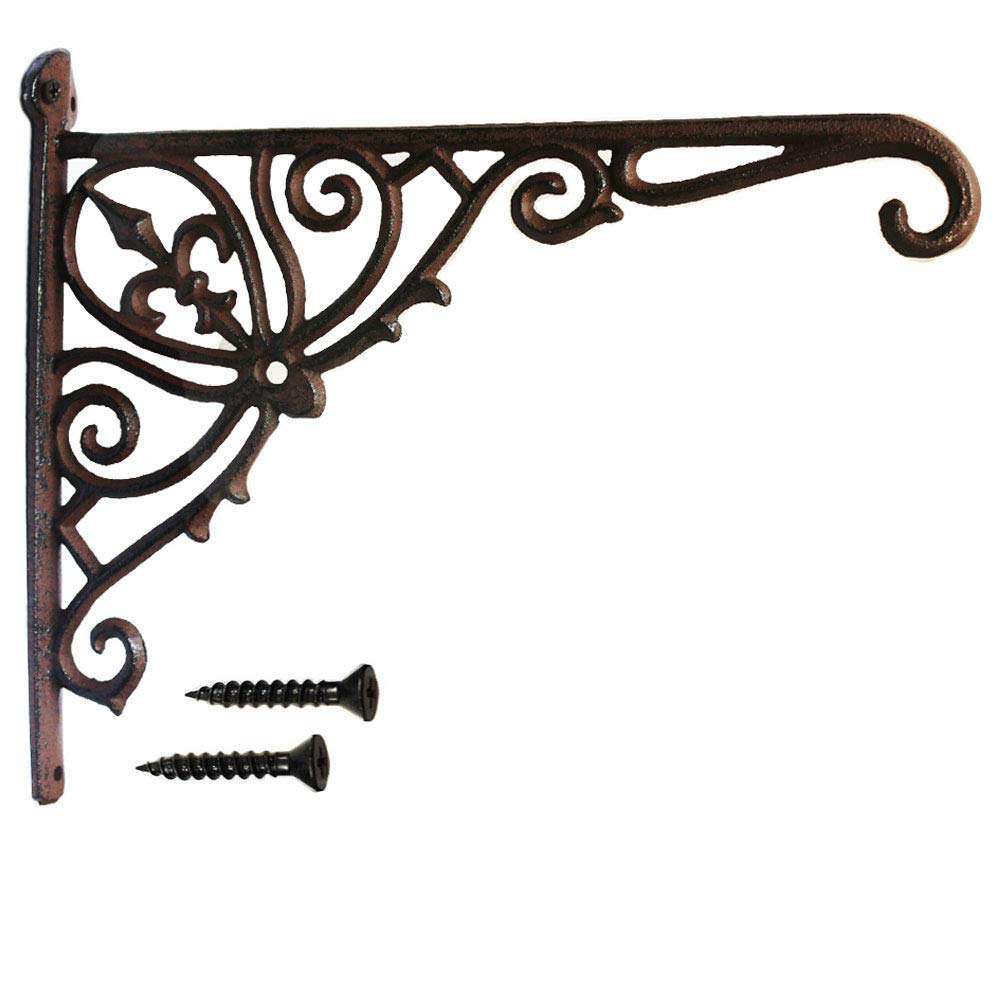 Cast Iron Hanging Plants Bracket, Heavy Duty 12" Indoor Outdoor Durable Wall Planter Hooks for Flower Pots Basket Bird Feeder Wind Chime Lanterms Patio Lawn Garden Hanger Hardware Bracket
