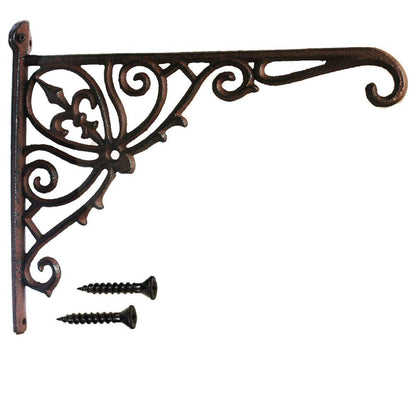 Cast Iron Hanging Plants Bracket, Heavy Duty 12" Indoor Outdoor Durable Wall Planter Hooks for Flower Pots Basket Bird Feeder Wind Chime Lanterms Patio Lawn Garden Hanger Hardware Bracket