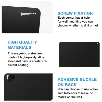 Black Magnetic Boards 16.5" x 11.8" Magnet Bulletin Board for Display Magnetic Notes Poetry Photos with 4 Screws 2 Support Screws