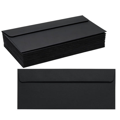 100 Pack Thickened #10 Business Envelopes,4-1/8 x 9-1/2 inches Invitation Envelopes,Perfect for Home Office & Business Mails (Black)