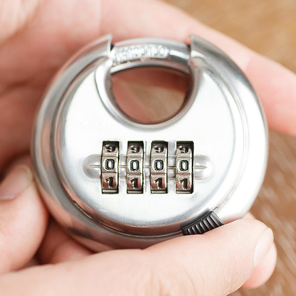 DIGIFLEX Heavy Duty Combination DISC Padlock - 4-Digit Security for Your Property - Toughened Stainless Steel Construction