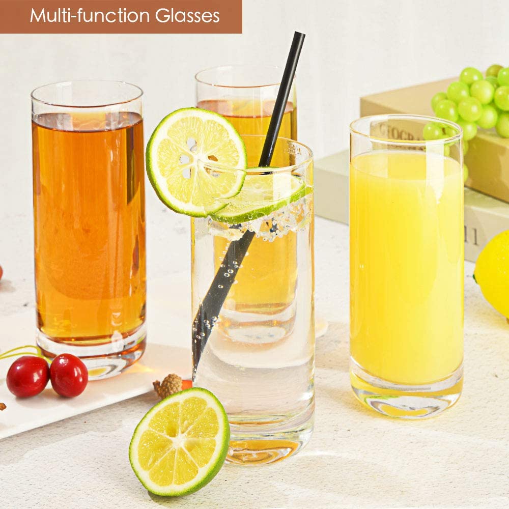 D.M DESIGN·MASTER [6 Pack,13.5 OZ] -Premium Highball Glasses, Heavy Base Tall Bar Glass, Drinking Glasses for Water, Juice, Beer, and Cocktail.