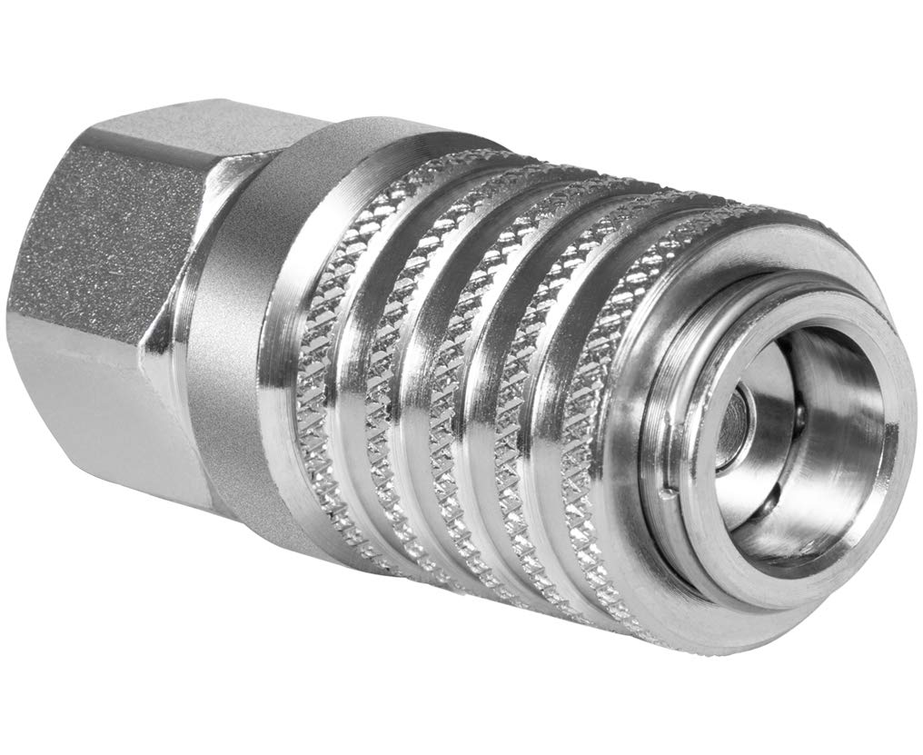 PD242 Series PD Steel Test Port and Diagnostic Equipment Quick Coupler with Female Pipe Thread, 1/8" Body Size, 1/4"-18 NPTF Thread Size, 2.12" Length