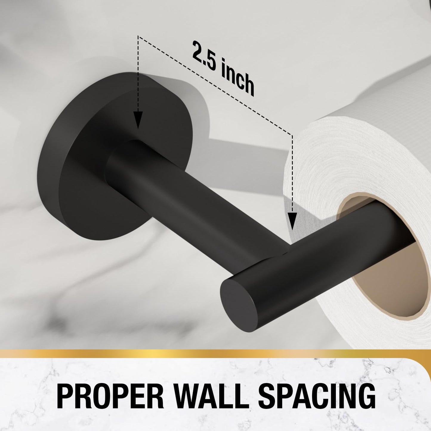 HITSLAM Toilet Paper Roll Holder Matte Black, 2 Pack Double Post Pivoting Toilet Paper Holder Wall Mount, SUS304 Stainless Steel Toilet Tissue Holder, Bathroom Accessories for Kitchen, Washroom