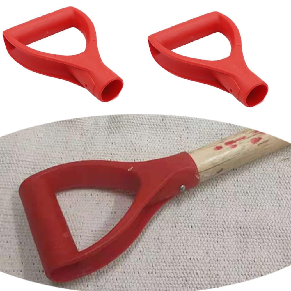 Armastuse 4pcs Replacement Shovel Handle, Plastic Shovel Handle D Grip, Snow Shovel Digging Rake Tool, Hand Protection Garden Accessories (Inner Diameter 34.5mm, Red)