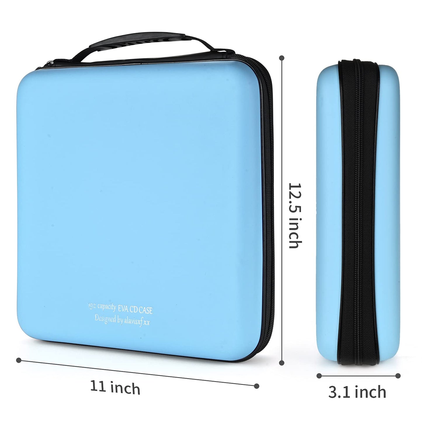alavisxf xx CD Case, 192 Capacity Hard EVA Blu-ray Storage Orangier Wallet Bag Protable CD Case Holder for Car Home Travel (Sky Blue192, 192 Capacity)