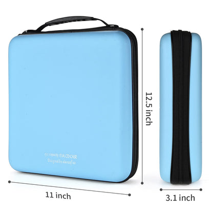 alavisxf xx CD Case, 192 Capacity Hard EVA Blu-ray Storage Orangier Wallet Bag Protable CD Case Holder for Car Home Travel (Sky Blue192, 192 Capacity)