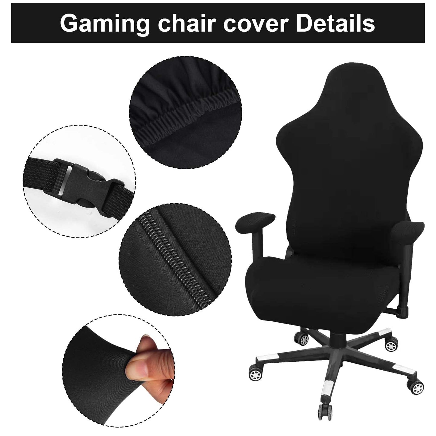 4-Piece Gaming Chair Cover, Universal Office Chair Cover Set, Covers for Chairs with Armrests, Chair Back Cover, Seat Cover, Office Chair for Computer Chairs/PC Seat Cover Chair