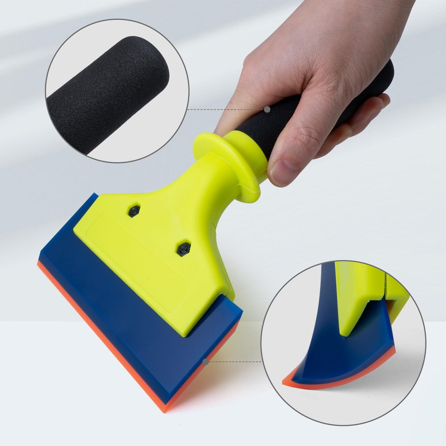 NEWISHTOOL 2 Pack Rubber Squeegee with Nylon Handle for Water Removal, Glass Cleaning, PPF Installing and Window Film Application (5-Inch Blade with Short Handle)