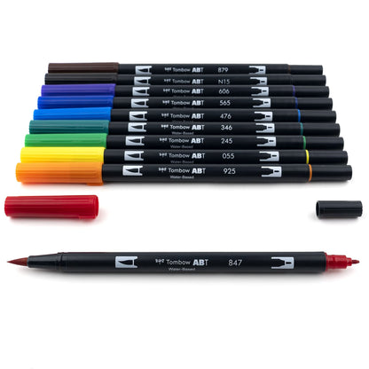 Tombow Dual Brush Pen Art Markers, Primary, 10-Pack