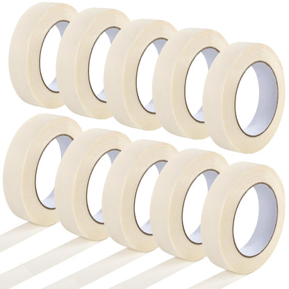 Worldity 10 Roll Masking Tape 1 Inch x 55 Yards(2mm x 50m), No Residue Painters Tape with Strong Adhesive, General Purpose Beige Tape, Multi-Surface Art, DIY Craft, Labeling & Painting Supplies