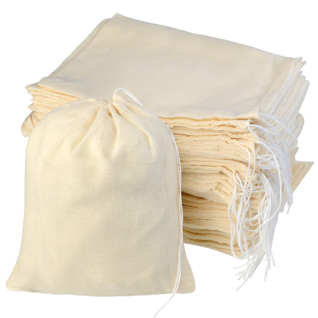 100pcs Cotton Drawstring Bags, Reusable Muslin Bag Natural Cotton Bags with Drawstring Produce Bags Bulk Gift Bag Jewelry Pouch for Party Wedding Home Storage, Natural Color (6 x 7.9 inches)