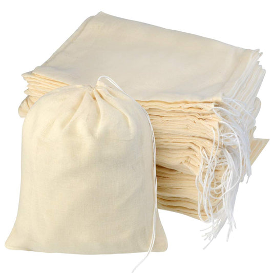 100pcs Cotton Drawstring Bags, Reusable Muslin Bag Natural Cotton Bags with Drawstring Produce Bags Bulk Gift Bag Jewelry Pouch for Party Wedding Home Storage, Natural Color (6 x 7.9 inches)