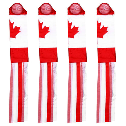BESPORTBLE 4pcs Canadian Flag Windsock Outdoor Decoration, 27.55 * 14.17 * 3.54inch, Synthetic Silk Hanging Flags for Festivals, Barbecues, Sporting Events, and Backyard Decor