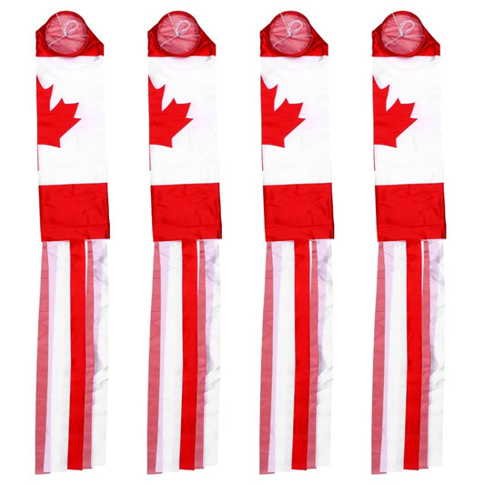 BESPORTBLE 4pcs Canadian Flag Windsock Outdoor Decoration, 27.55 * 14.17 * 3.54inch, Synthetic Silk Hanging Flags for Festivals, Barbecues, Sporting Events, and Backyard Decor