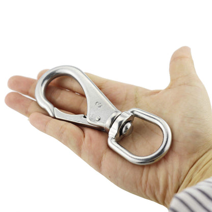 Stainless Steel 304 Swivel Eye Snap Hooks Size3#(M7) Marine Clips Flag Snap Spring Pet Buckles （Pair）
