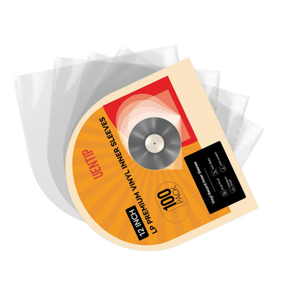 100 Vinyl Record Sleeves-Fits 12 Inch Single, Double, and Gatefold LPs - Protect Your Record Collection (Inner Sleeves-Round Bottom)