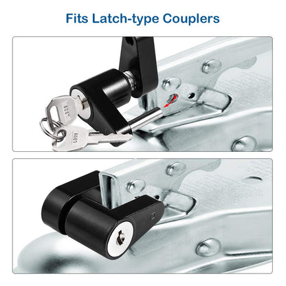 CZC AUTO Black Trailer Hitch Coupler Lock, Dia 1/4 Inch, 3/4 Inch Span for Tow Boat RV Truck Car's Coupler (2 Pack keyed Alike, Black)