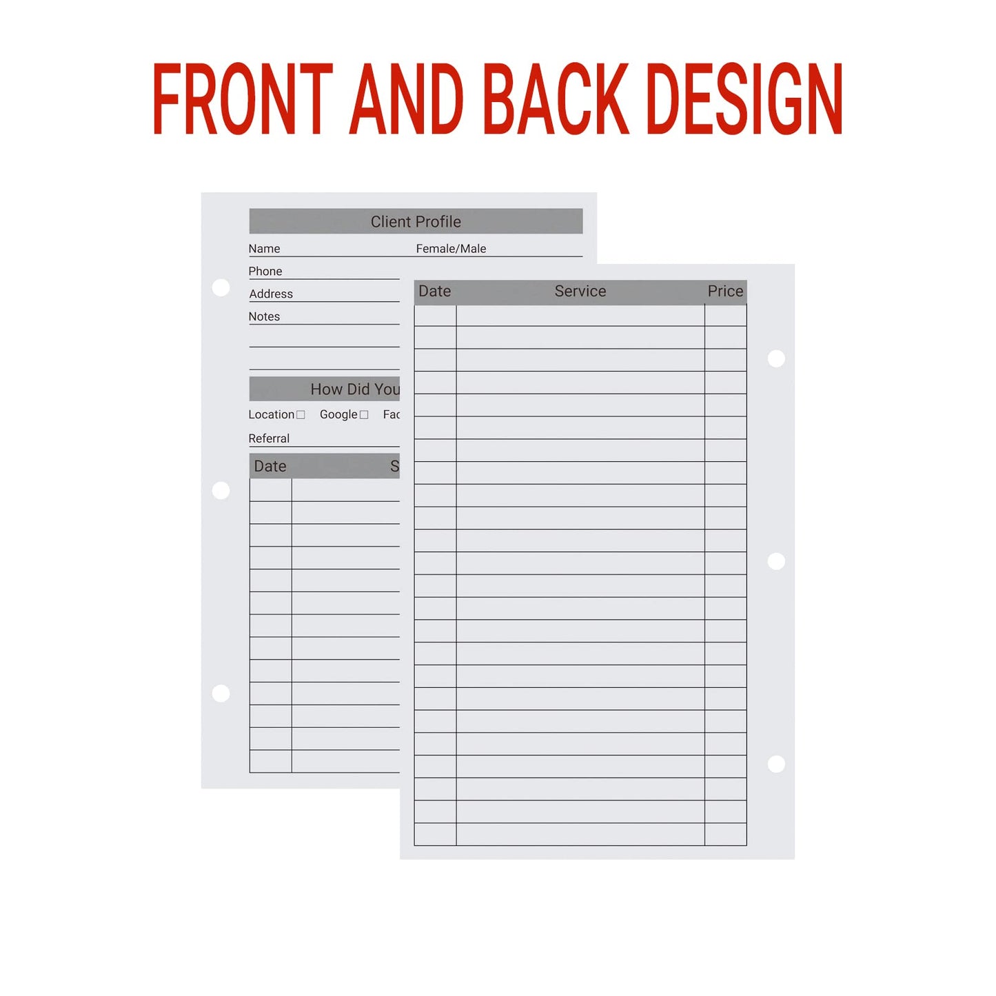 suituts Client Record Book, Hair Stylist Client Profile Book-Binder and Customer Record Cards for Salons, Hair Stylist, Nail, Small Business(100 Sheets Profile Cards, 5.5" X 8.5")