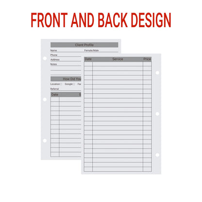 suituts Client Record Book, Hair Stylist Client Profile Book-Binder and Customer Record Cards for Salons, Hair Stylist, Nail, Small Business(100 Sheets Profile Cards, 5.5" X 8.5")