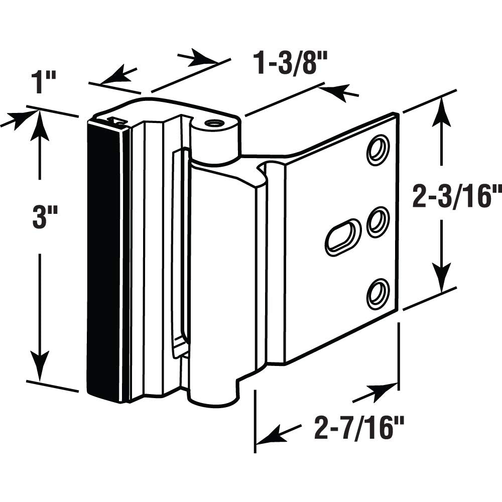 Prime-Line U 11442 Door Reinforcement Lock – Add Extra, High Security to Your Home and Prevent Unauthorized Entry – 3” Stop, Aluminum Construction, Polished Brass (Single Pack)