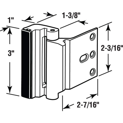 Prime-Line U 11442 Door Reinforcement Lock – Add Extra, High Security to Your Home and Prevent Unauthorized Entry – 3” Stop, Aluminum Construction, Polished Brass (Single Pack)