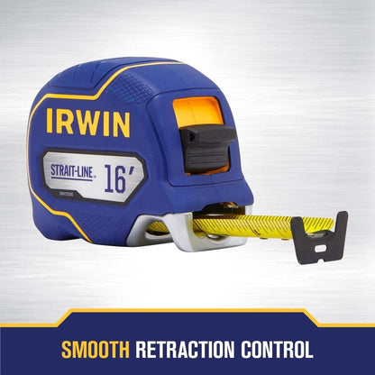 IRWIN Strait-LINE Tape Measure, 16 ft, Includes Retraction Control, for All Your Measuring Needs (IWHT39391S)