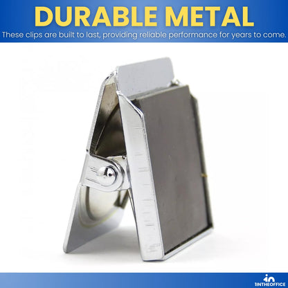 1InTheOffice Strong Magnetic Metal Clips, Heavy Duty, 2.3" Length, 4 Pack