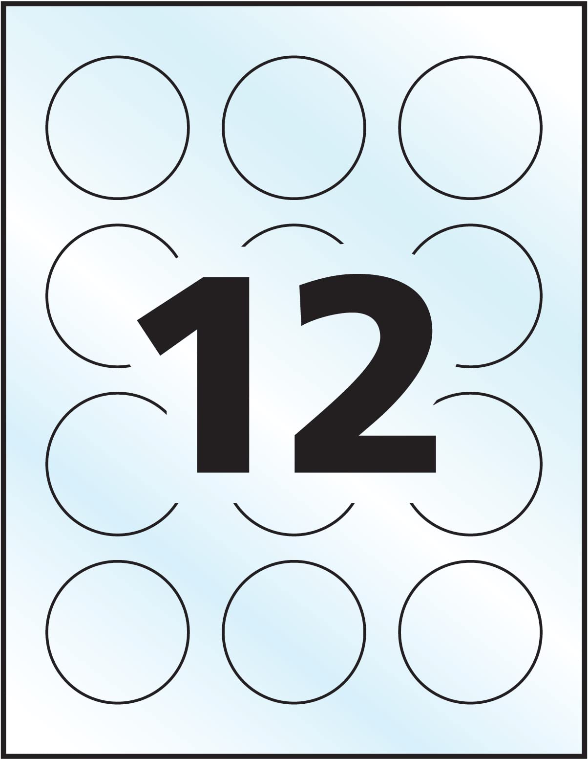 Avery Clear Glossy Round Labels, 2" Clear Round Labels, for Laser/Inkjet Printers, Transparent Glossy, Permanent, 96/Pack (22815) Made in Canada