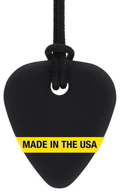 ARK Guitar Pick Small Thin Chew Necklace, Chew Necklaces for Sensory Kids and Adults, Oral Fidget for Autism, ADHD, SPD, Anxiety, Medical-Grade Sensory Chew Necklace, XT, Firm, Black