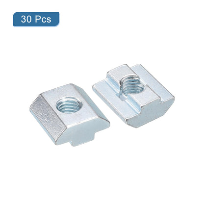 uxcell T Nuts, 30pcs - Nickel Plated Carbon Steel T Slot Bolts, 4040 Series M8 Hammer Head Fastener, Sliding T Nuts for Aluminum Extrusion Profile (Silver)