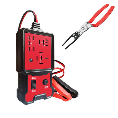 Automotive Relay Tester with Relay Puller - 12V Car Relay Tester Diagnostic Tool, Handheld 4 & 5 Pin Auto Relay Testing Kit, Car Battery Relay Detector Checker with Battery Clips for Auto Repair