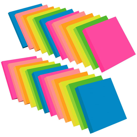 (24 Pack) ZCZN Sticky Notes 3x3 Inches, 2400 Sheets 6 Bright Color Self-Stick Note Pads, Easy to Post for Office, Home, Meeting, School