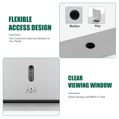 anydry Wall-Mounted Paper Towel Dispenser – Fits Tri-Fold Towels up to 25x7.8 cm, Holds 200 Sheets, Ideal for Home & Commercial Use (Silver)