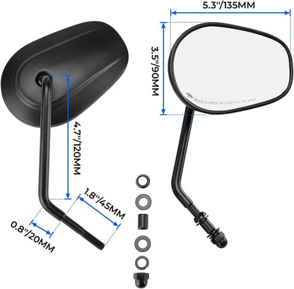 VPZMT 8mm Teardrop Rearview Mirrors for Harley Road King CVO Road Street Tri Glide Freewheeler Street XG500 XG750 Sportster XL883 1200 Softail Street Bob Dyna Models (Black)