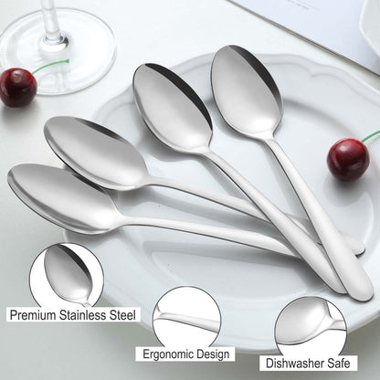 Pleafind 36-Pcs Dinner Spoon Set, 7.4 Inch Silverware, Stainless Steel, Silver, Mirror Polished Tablespoon for Home, Restaurant, Dishwasher Safe