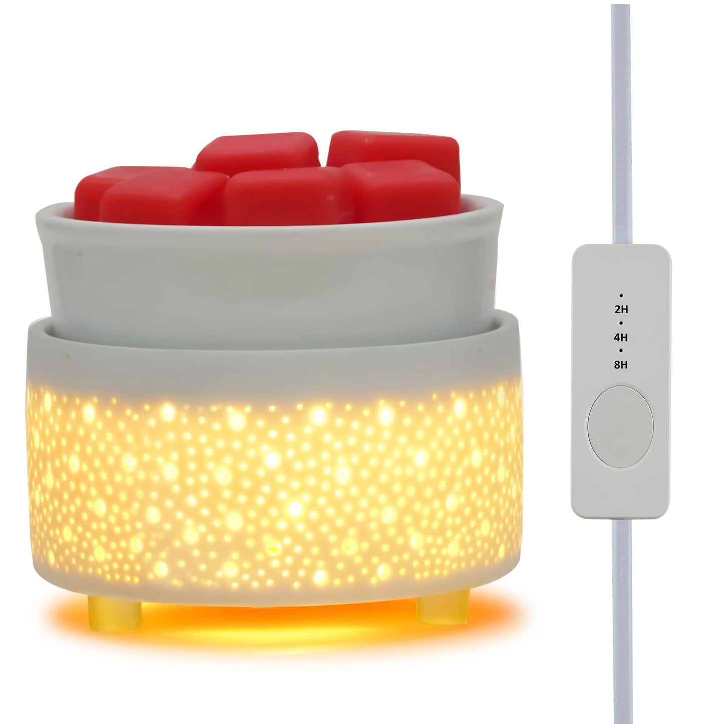 Wax Melt Warmer with Timer Ceramic 3-in-1 Oil Burner Electric Candle Wax Warmer Burner Wax Melter Fragrance Warmer for Scented Waxs Home Office Bedroom Aromatherapy