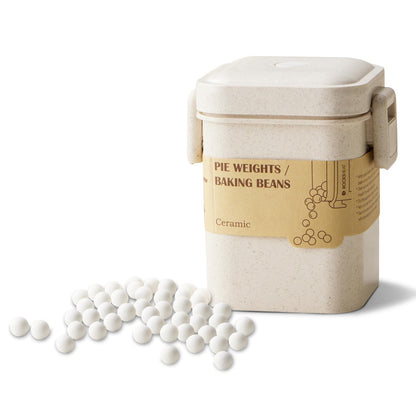 ROCKSHEAT Ceramic Pie Weights Baking Beans Natural Food Grade Crust & Pastry Utensils with Wheat Straw Container (2.2Lb | 1000g)