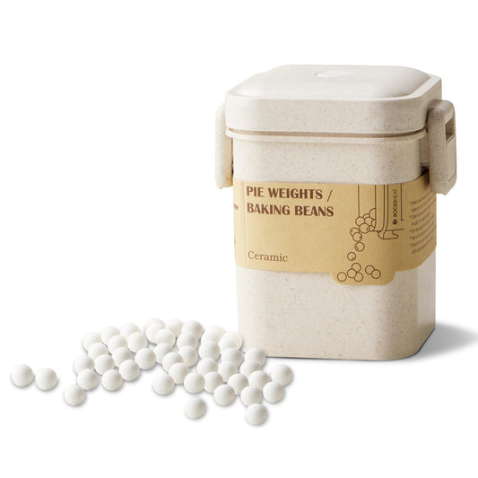 ROCKSHEAT Ceramic Pie Weights Baking Beans Natural Food Grade Crust & Pastry Utensils with Wheat Straw Container (2.2Lb | 1000g)