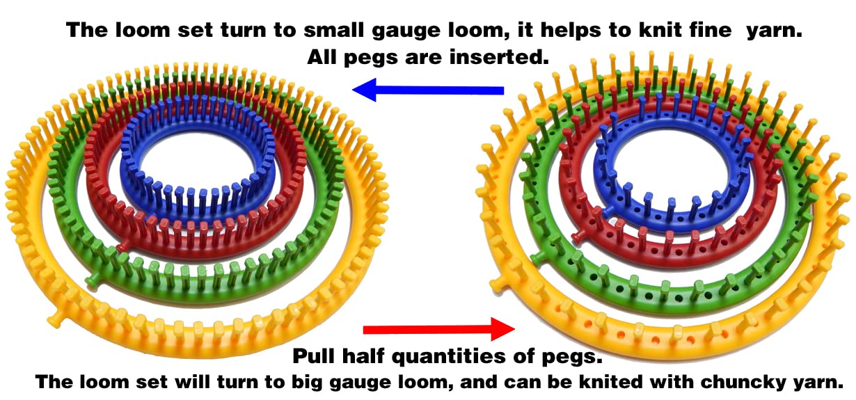 ALIMELT Round Knitting Loom Set Long Knitting Board Weave Loom Craft Yarn Kit DIY Tool Crochet Hooks Knitting Needles Hat Scarf Shawl Sweater Sock Blankets Knitter