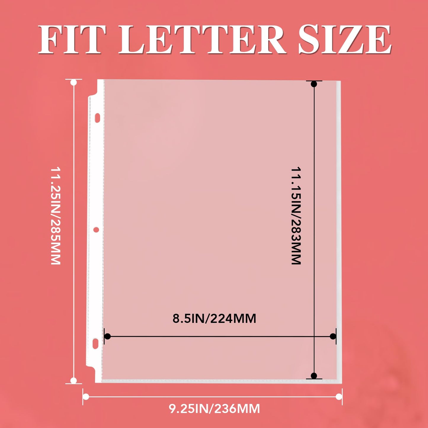 300 Pack Sheet Protectors 8.5 x 11 inch Page Protectors for 3 Ring Binder Non-Glare , Plastic Clear Sheet Protectors for Document, Paper
