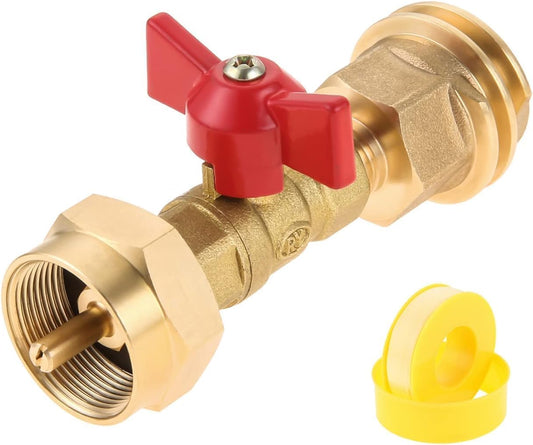 Brass Connection Kit with Safety Valve: CGA600 to QCC1/POL Thread Converter for Grill & Camping Equipment Accessory