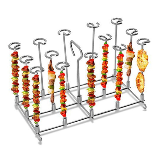 Skewer Stand, Air Fryer Rack Skewer Stand, Detachable Stainless Steel BBQ Skewers Rack Holder, Air Fryer Accessories Skewer Accessory, Compatible with DZ201 Foodi 8 Quart