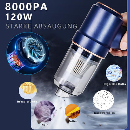 Handheld Vacuum Cleaner Wireless Mini Car Vacuum Cleaner, 15000 PA Lightweight Vacuum Cleaner & Blower Dust Buster,Powerful Handheld Vacuum Cleaner for Car, Kitchen, Pet Hair Cleaning (Navy Blue)