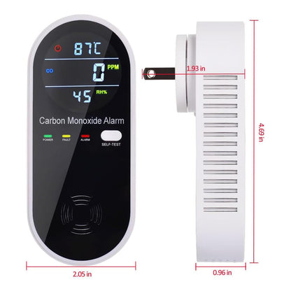 3-in-1 Carbon Monoxide Detector, Carbon Monoxide Detector Plug in Wall with Temperature & Humidity Display, CO Alarm Monitor with Color LCD Display, Accurate & Easy to Install