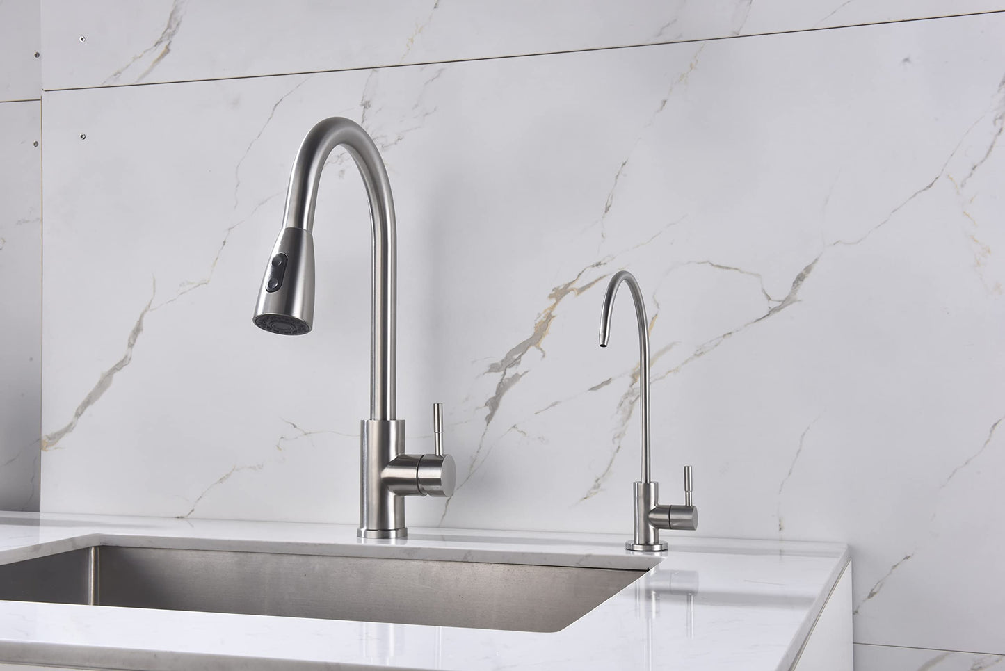 Apaix Drinking Water Faucet Brushed Stainless Steel, Kitchen Water Purifier Faucet Brushed Nickel for Non-Air Gap Reverse Osmosis Water Filtration System
