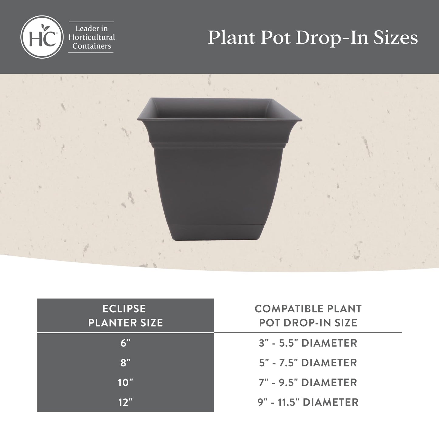 The HC Companies Eclipse Square Plastic Planter w/Attached Saucer - Outdoor & Indoor Plant Pot with Drainage Holes - Lightweight, UV-Resistant Plastic Pots for Plants (8" Red, Pack of 4)