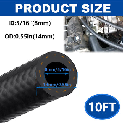 Tnisesm 5/16 Fuel Line Hose NBR Rubber 10FT 200PSI J30R7 for Fuel Systems Engines Tube Hose